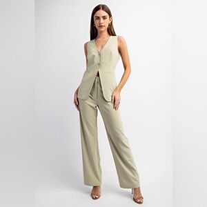 16. Two Piece Textures Woven Set in Sage